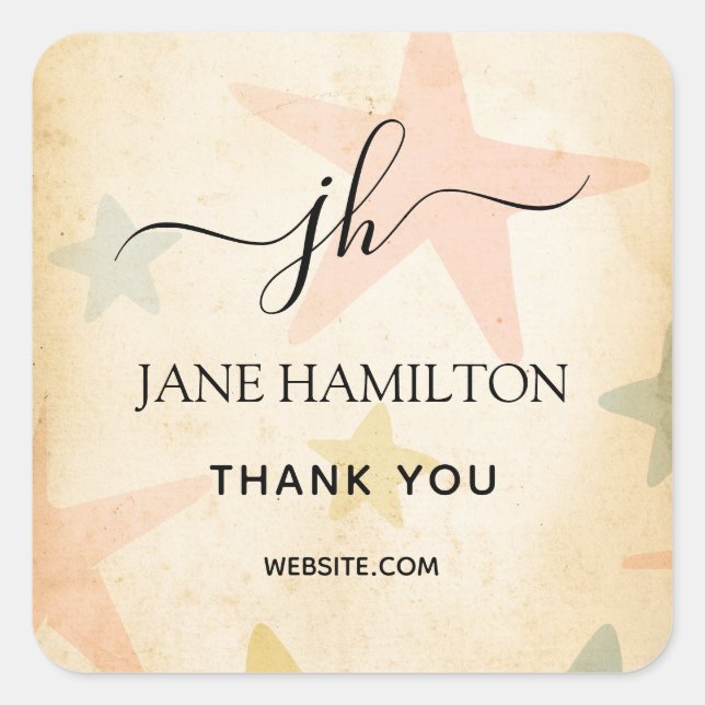 Distressed Stars Thank You Square Sticker (Front)