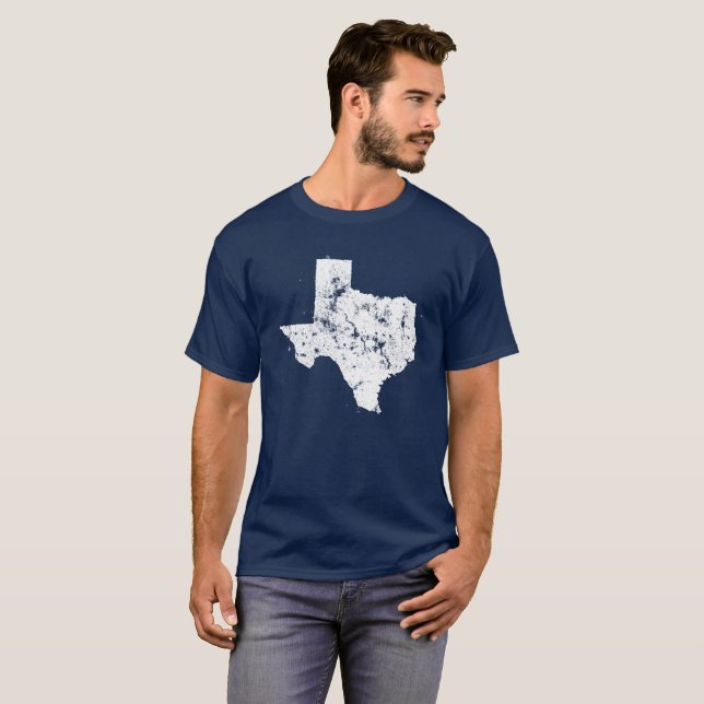 Distressed State Map Silhouette of Texas T-Shirt (Front Full)