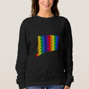 Distressed State of Connecticut LGBT Rainbow Gay P Sweatshirt