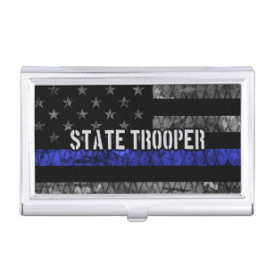 Distressed State Trooper Police Flag Business Card Holder