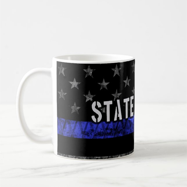 Distressed State Trooper Police Flag Coffee Mug (Left)