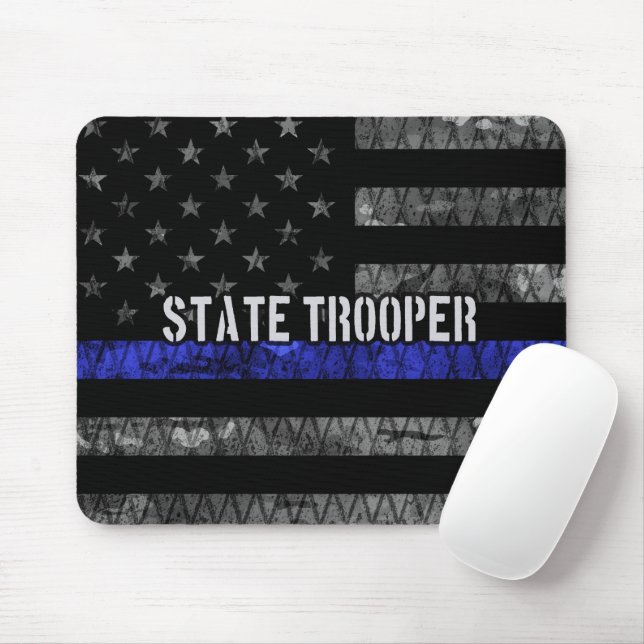 Distressed State Trooper Police Flag Mouse Pad (With Mouse)