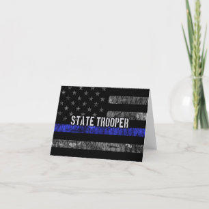 Distressed State Trooper Police Flag Thank You Card