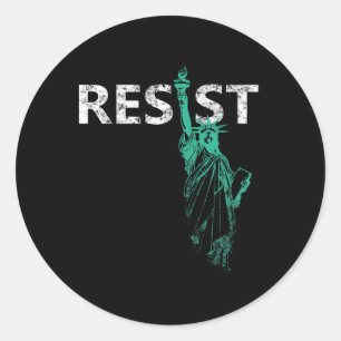 Distressed Statue Of Liberty Resist Classic Round Sticker
