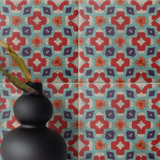 Distressed Stone Texture Kaleidoscope Geometric Ceramic Tile (Creator Uploaded)