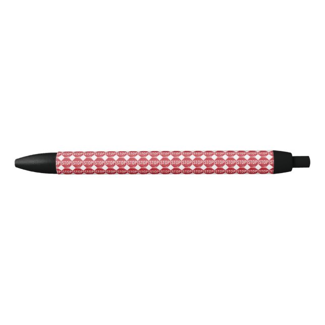 Distressed Stop Sign Black Ink Pen (Front)