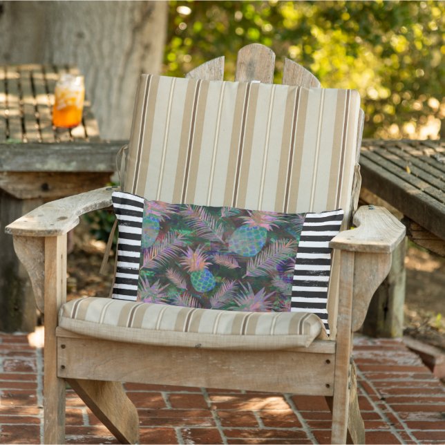 Distressed Stripe Dark Pineapple Throw Pillow (Chair)