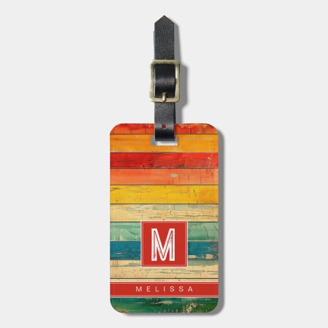 Distressed Stripes Background Luggage Tag (Front Vertical)