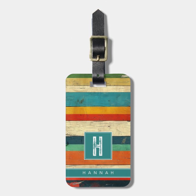 Distressed Stripes Background Luggage Tag (Front Vertical)