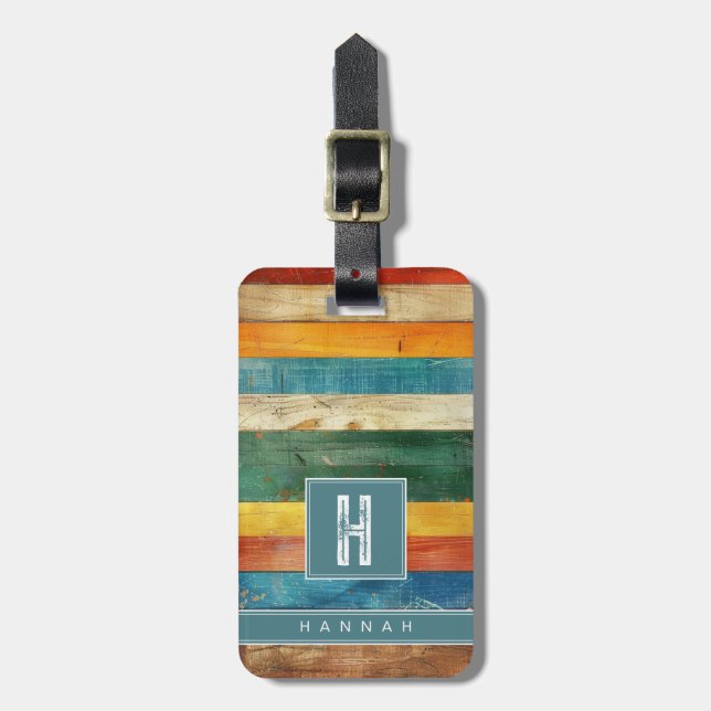 Distressed Stripes Background Luggage Tag (Front Vertical)
