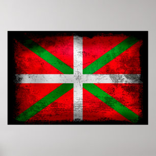 Distressed style Basque Country flag: Ikurriña, Poster
