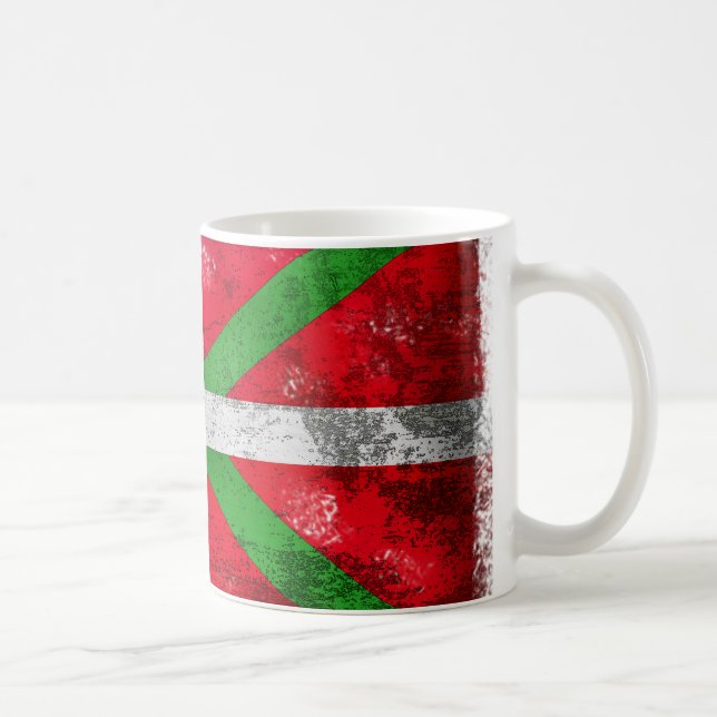 Distressed style Basque flag: Ikurriña, Coffee Mug (Right)