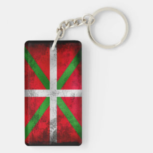 Distressed style Basque flag: Ikurriña, Key Ring