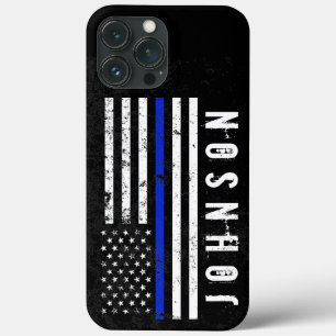 Distressed Style Police Flag Personalised Name iPhone 13 Pro Max Case