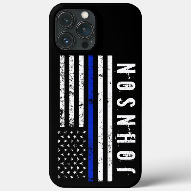 Distressed Style Police Flag Personalised Name Case-Mate iPhone Case (Back)