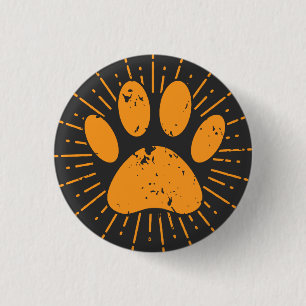 Distressed Sunbeam Dog Paw Print  3 Cm Round Badge