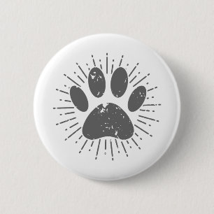 Distressed Sunbeam Dog Paw Print 6 Cm Round Badge