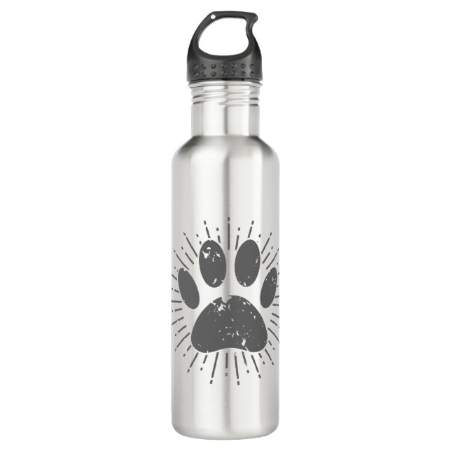 Distressed Sunbeam Dog Paw Print 710 Ml Water Bottle (Front)