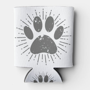 Distressed Sunbeam Dog Paw Print Can Cooler