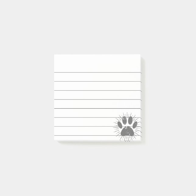 Distressed Sunbeam Dog Paw Print Lined 3x3 Post-it Notes (Front)