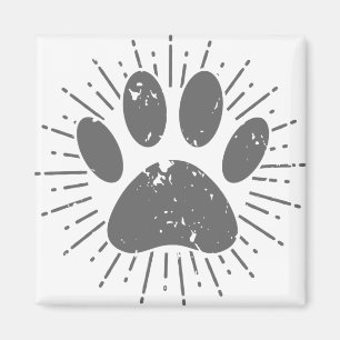 Distressed Sunbeam Dog Paw Print Magnet