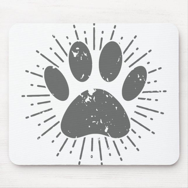 Distressed Sunbeam Dog Paw Print Mouse Pad (Front)