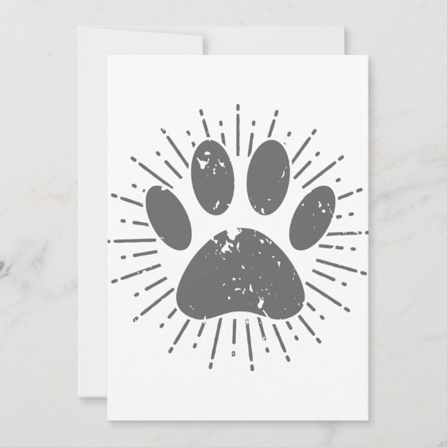 Distressed Sunbeam Dog Paw Print  Thank You Card (Front)