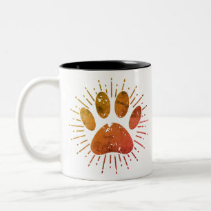 Distressed Sunbeam Dog Paw Print Two-Tone Coffee M Mug
