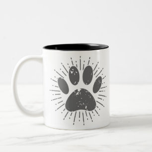 Distressed Sunbeam Dog Paw Print Two-Tone Coffee Mug