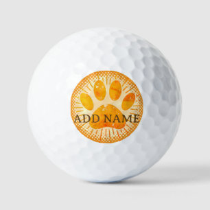 Distressed Sunbeam Dog Paw Watercolor Print Golf Balls