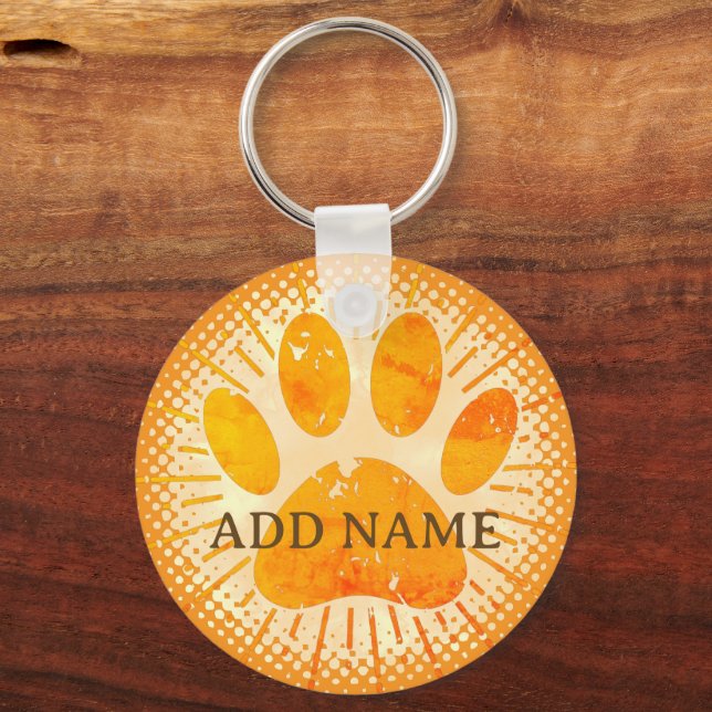 Distressed Sunbeam Dog Paw Watercolor Print  Key Ring (Front)