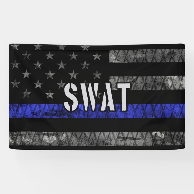 Distressed SWAT Police Flag Banner (Horizontal)