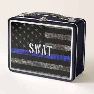 Distressed SWAT Police Flag Metal Lunch Box