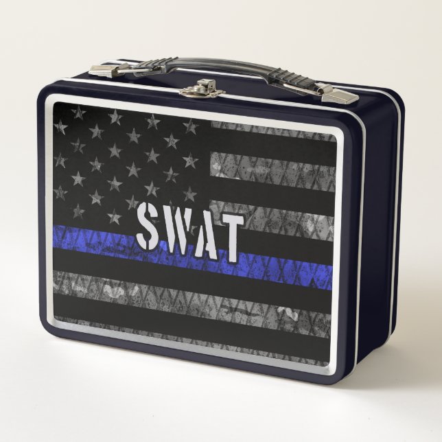 Distressed SWAT Police Flag Metal Lunch Box (Front)