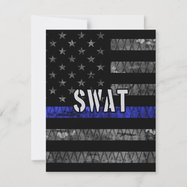 Distressed SWAT Police Flag Thank You Card (Front)