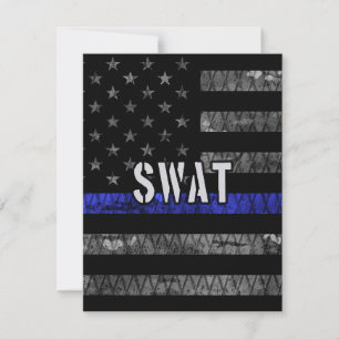 Distressed SWAT Police Flag Thank You Card