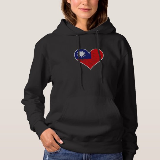 Distressed Taiwanese Flag Heart Hoodie