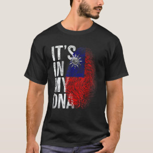 Distressed Taiwanese Flag It's In My DNA Fingerpri T-Shirt