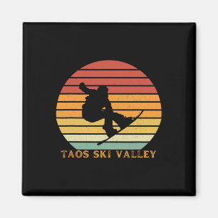Distressed Taos Ski Valley New Mexico Snowboarding Magnet