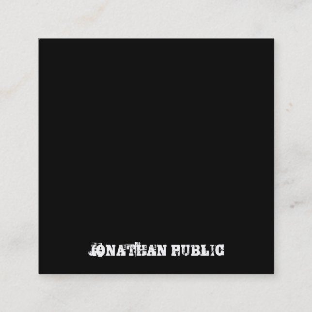 Distressed Text Black And White B&W Template Square Business Card (Front)