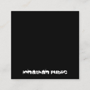 Distressed Text Black White B&W Elegant Minimalist Square Business Card
