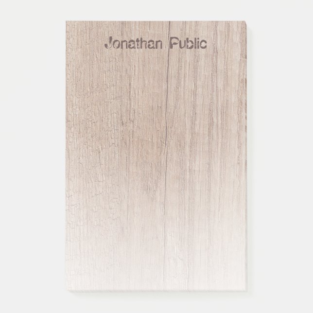 Distressed Text Elegant Wood Look Modern Template Post-it Notes (Front)