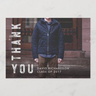 Distressed Text Graduate Thank You with Photo Card