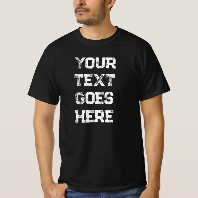Distressed Text Mens Modern Template Black Value T-Shirt (Front)