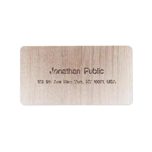 Distressed Text Wood Board Look Template Address Label (Front)