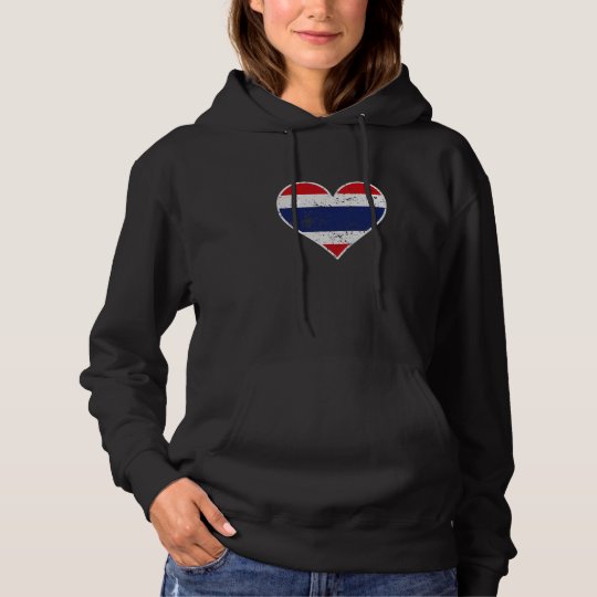 Distressed Thai Flag Heart Hoodie