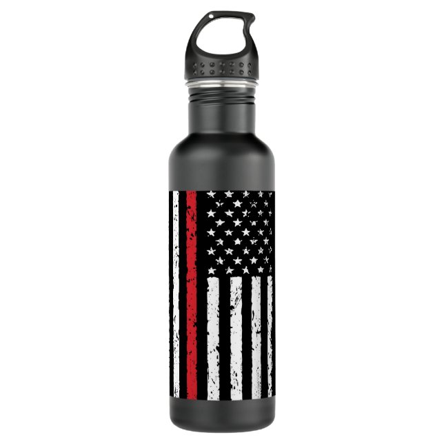 Distressed Thin Red Line  710 Ml Water Bottle (Front)
