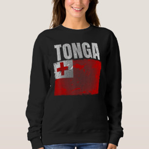 Distressed Tonga Flag Graphic For Men Women Kids T Sweatshirt