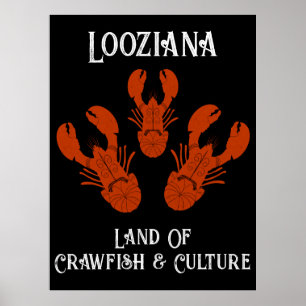 Distressed Travel Cajun Louisiana-Crawfish Creole Poster