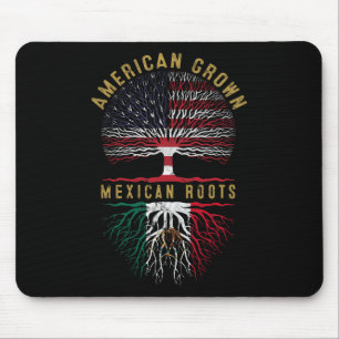 Distressed Tree Usa Flag American Grown Mexican Ro Mouse Pad